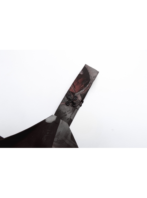 Lightweight Waste Soil Series  X-Shaped Metal Buckle Decoration Sleeveless Shoulder Strap Sexy Printed Long Slip Dress