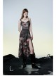 Lightweight Waste Soil Series  X-Shaped Metal Buckle Decoration Sleeveless Shoulder Strap Sexy Printed Long Slip Dress