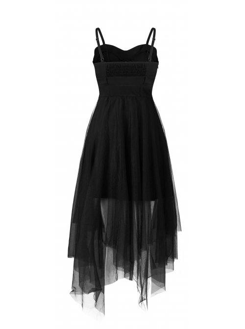 Warning Series Metal Thread Embroidery Decoration Irregular Mesh Design Slop Sling Waist Skirt