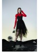 Warning Series Metal Thread Embroidery Decoration Irregular Mesh Design Slop Sling Waist Skirt