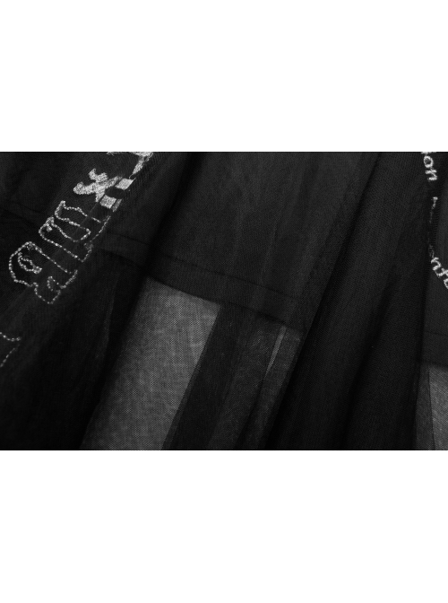 Warning Series Metal Thread Embroidery Decoration Irregular Mesh Design Slop Sling Waist Skirt