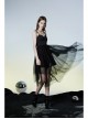 Warning Series Metal Thread Embroidery Decoration Irregular Mesh Design Slop Sling Waist Skirt