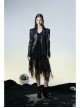 Warning Series Metal Thread Embroidery Decoration Irregular Mesh Design Slop Sling Waist Skirt