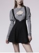 Black Future Gothic Series Metal Buttonhole Decoration Collect Waist Swing Hem Cat Ear Skirt