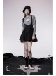 Black Future Gothic Series Metal Buttonhole Decoration Collect Waist Swing Hem Cat Ear Skirt