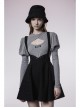 Black Future Gothic Series Metal Buttonhole Decoration Collect Waist Swing Hem Cat Ear Skirt