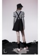 Black Future Gothic Series Metal Buttonhole Decoration Collect Waist Swing Hem Cat Ear Skirt