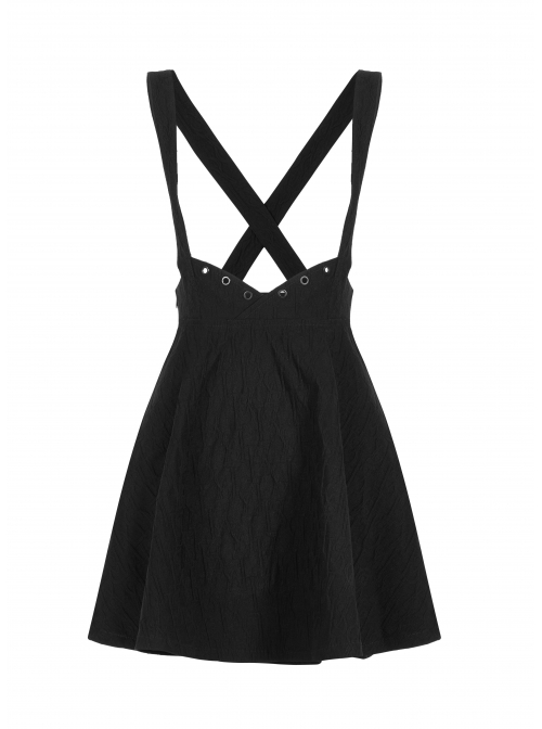 Black Future Gothic Series Metal Buttonhole Decoration Collect Waist Swing Hem Cat Ear Skirt