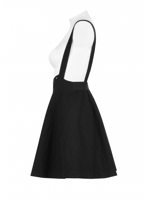 Black Future Gothic Series Metal Buttonhole Decoration Collect Waist Swing Hem Cat Ear Skirt