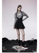 Black Future Gothic Series Metal Buttonhole Decoration Collect Waist Swing Hem Cat Ear Skirt