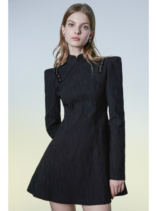 Future Gothic Series Buttonhole With Diamond Imitation Mink Velvet Ribbon Decoration Chinese Style New Cheongsam Dress