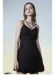 Punk Two-Piece Fitting Sling Strap Design A-Shape Slip Black Dress
