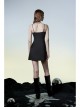 Punk Two-Piece Fitting Sling Strap Design A-Shape Slip Black Dress