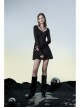 Punk Two-Piece Fitting Sling Strap Design A-Shape Slip Black Dress