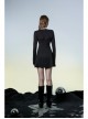 Punk Two-Piece Fitting Sling Strap Design A-Shape Slip Black Dress