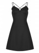 Punk Two-Piece Fitting Sling Strap Design A-Shape Slip Black Dress