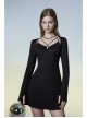 Punk Two-Piece Fitting Sling Strap Design A-Shape Slip Black Dress