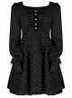 Lightweight Waste Soil Series Flower Type Pearl Nail Square Neck Tucked Waist Flower Bud Skirt Playful Texture Floret Dress