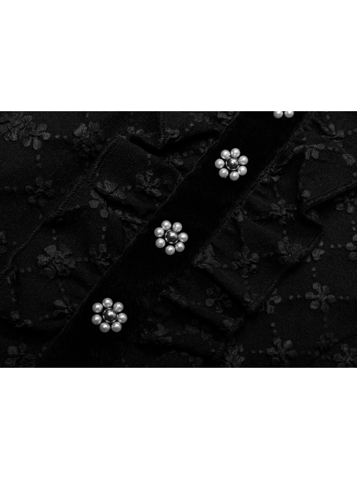 Lightweight Waste Soil Series Flower Type Pearl Nail Square Neck Tucked Waist Flower Bud Skirt Playful Texture Floret Dress