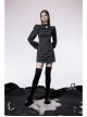 Punk Non-Stretch Small Stand-Up Collar Lantern Sleeve Design Improved New Plaid Cheongsam