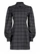 Punk Non-Stretch Small Stand-Up Collar Lantern Sleeve Design Improved New Plaid Cheongsam