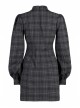 Punk Non-Stretch Small Stand-Up Collar Lantern Sleeve Design Improved New Plaid Cheongsam