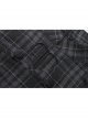 Punk Non-Stretch Small Stand-Up Collar Lantern Sleeve Design Improved New Plaid Cheongsam
