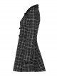 Small V-neck Tie Design Checked Woolen Cloth And Velvet Stitching Bow Collect Waist Dress