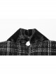 Small V-neck Tie Design Checked Woolen Cloth And Velvet Stitching Bow Collect Waist Dress