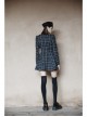 Small V-neck Tie Design Checked Woolen Cloth And Velvet Stitching Bow Collect Waist Dress
