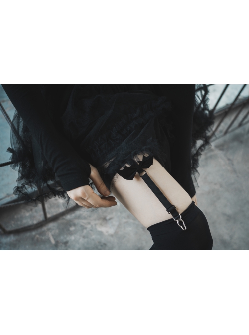 Black Bat Fairy Series Polyester Webbing Elastic Adjustment Buckle Bat Leg Clip