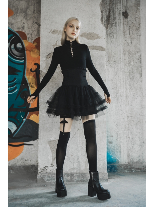 Black Bat Fairy Series Polyester Webbing Elastic Adjustment Buckle Bat Leg Clip