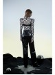 Punk Black Revelation Series Shirred Design Metal Nameplate Decoration Elastic Velvet Suspender Bra