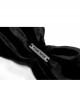 Punk Black Revelation Series Shirred Design Metal Nameplate Decoration Elastic Velvet Suspender Bra