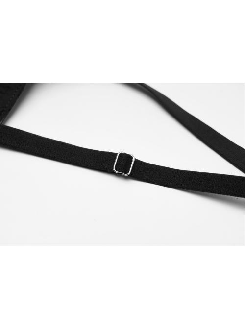 Patent Leather Fabric Metal Zipper Decoration Hollow Design Half-Breast Cup Hollow Sling