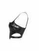 Patent Leather Fabric Metal Zipper Decoration Hollow Design Half-Breast Cup Hollow Sling