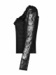 Warning series Rose Pattern Lace Fabric Pleated Design Neckline Lace Decoration Black Chiffon Top