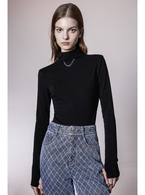 Lightweight Waste Soil Series Brushed Cotton Fabric Metal Chain Decoration Basic Bottoming T-Shirt With Removable Chain
