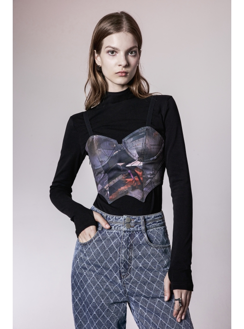 Lightweight Waste Soil Series Brushed Cotton Fabric Metal Chain Decoration Basic Bottoming T-Shirt With Removable Chain