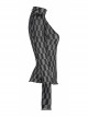 Black And Gray Revelation Series Right Angle Shoulder Checkerboard Elasticity Pleated Chiffon T-shirt