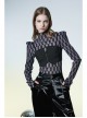 Black And Gray Revelation Series Right Angle Shoulder Checkerboard Elasticity Pleated Chiffon T-shirt