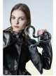 Black And Gray Revelation Series Right Angle Shoulder Checkerboard Elasticity Pleated Chiffon T-shirt