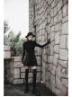 Punk Black Thread Knitted Fabric Turtleneck Versatile Multi Segmentation Lines Bottoming T-Shirt