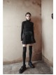 Punk Black Thread Knitted Fabric Turtleneck Versatile Multi Segmentation Lines Bottoming T-Shirt