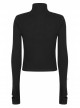 Punk Black Thread Knitted Fabric Turtleneck Versatile Multi Segmentation Lines Bottoming T-Shirt