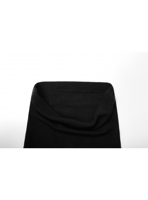 Punk Cashmere Knitting Cross-Folding Fold Design High Collar Pleated Long Sleeve Black T-Shirt