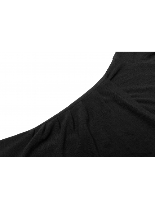 Punk Cashmere Knitting Cross-Folding Fold Design High Collar Pleated Long Sleeve Black T-Shirt