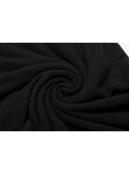 Punk Cashmere Knitting Cross-Folding Fold Design High Collar Pleated Long Sleeve Black T-Shirt