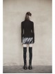 Punk Cashmere Knitting Cross-Folding Fold Design High Collar Pleated Long Sleeve Black T-Shirt
