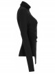 Punk Cashmere Knitting Cross-Folding Fold Design High Collar Pleated Long Sleeve Black T-Shirt